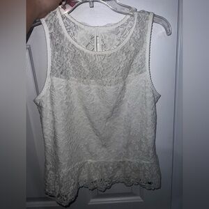 Abercrombie & Fitch Lace Sleeveless Blouse - White